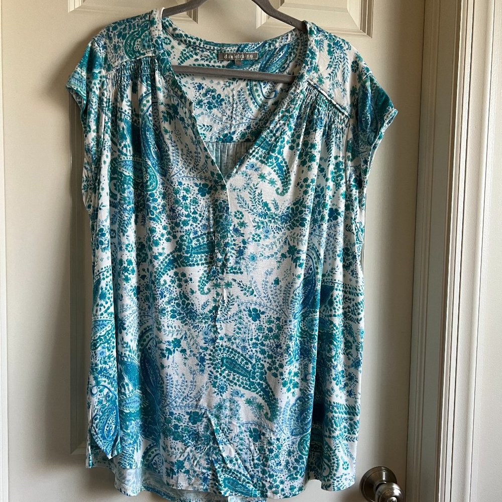 Daniel Rainn Rayli Split Neck Blouse - Turquoise … - image 1